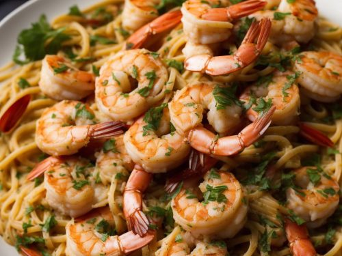 Shrimp Francese over Linguine