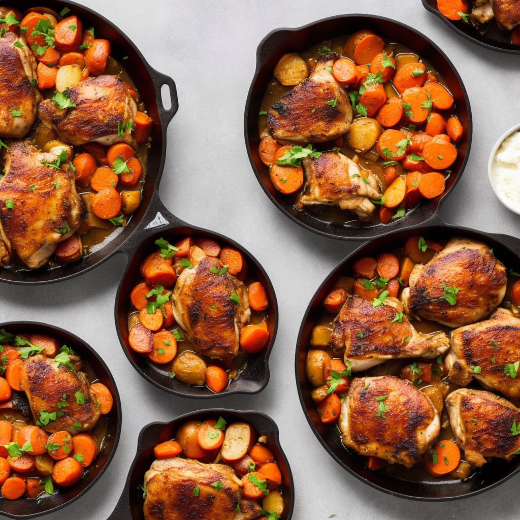 Skillet Chicken Thighs with Carrots and Potatoes