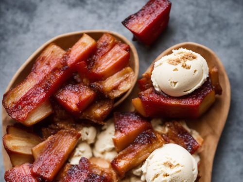 Slow-roasted Rhubarb with Ginger Ice Cream