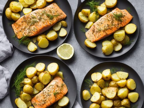 Slow-roasted salmon with potato salad & dill & mustard mayonnaise