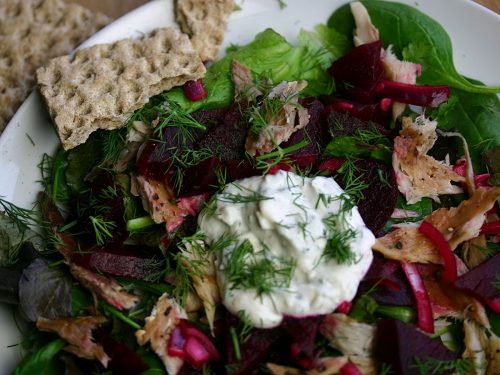 Smoked Mackerel & Beetroot Salad with Creamy Horseradish Dressing