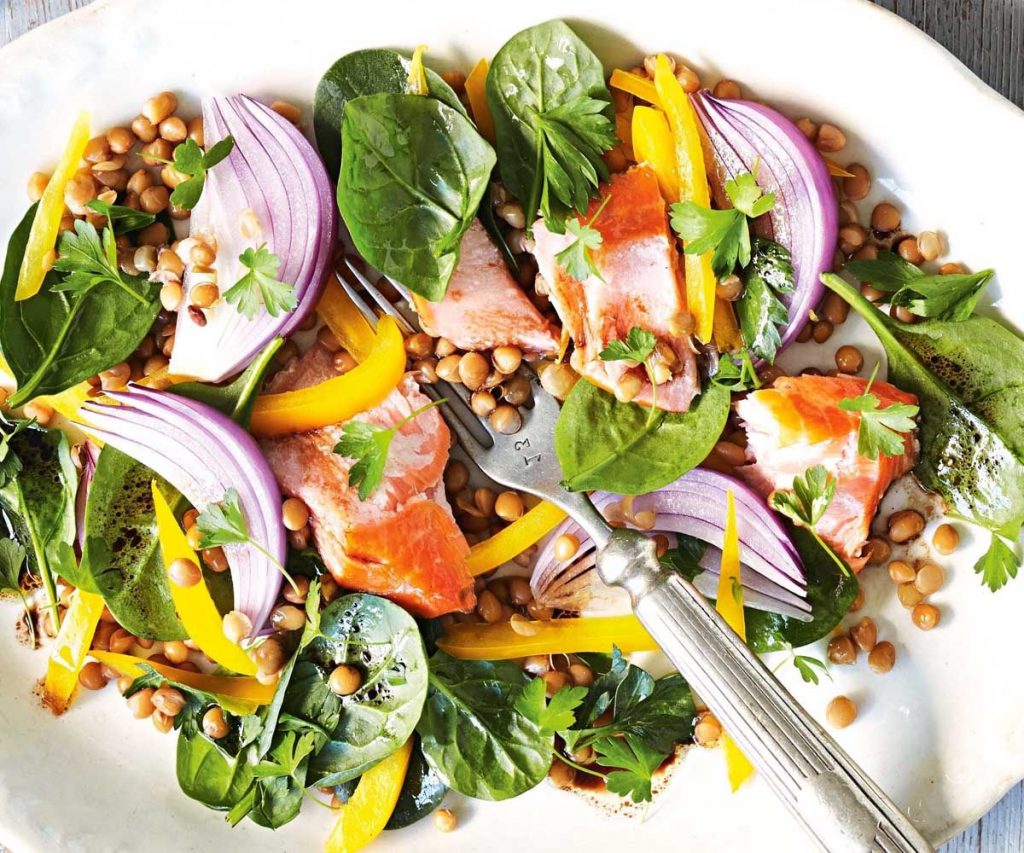 Smoked Salmon with Lentil Salad