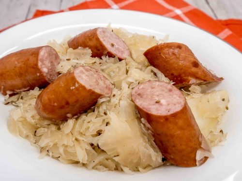 Smoked Sausage with Potatoes, Sauerkraut & Ale