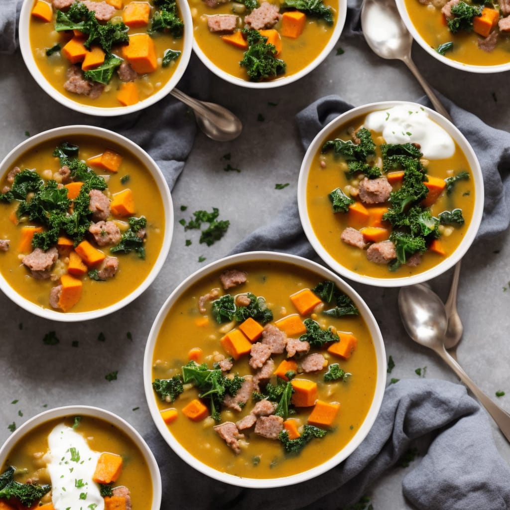 Smokey Sausage, Kale & Sweet Potato Soup