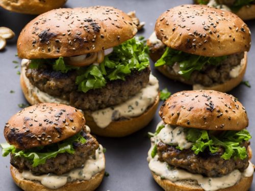 Smoky mushroom burgers with roasted garlic mayo