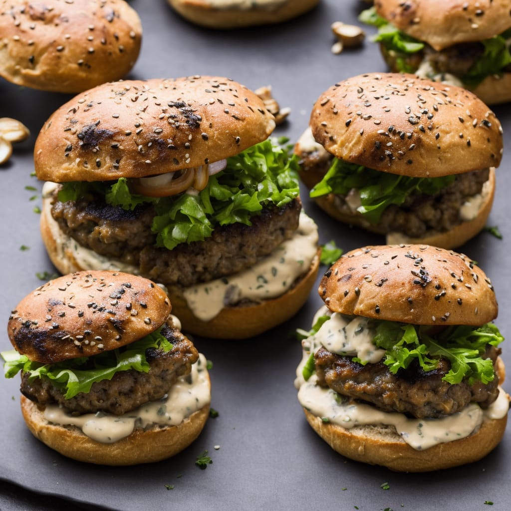 Smoky mushroom burgers with roasted garlic mayo