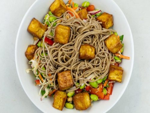 Soba Noodle & Edamame Salad with Grilled Tofu