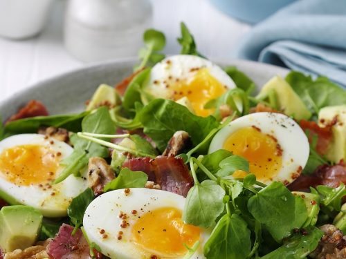 Soft-Boiled Egg, Bacon & Watercress Salad