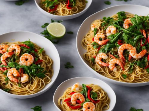 Spaghetti with Prawns, Chilli & Rocket