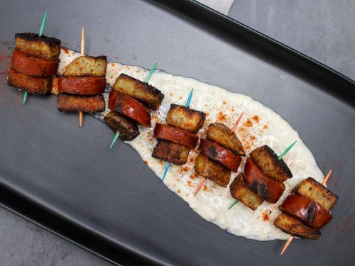 Spanish Sausage & Spud Skewers