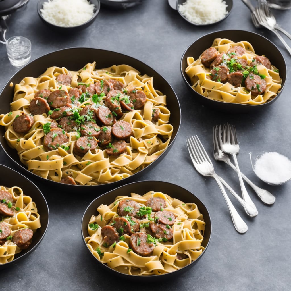 Speedy Sausage Stroganoff Tagliatelle