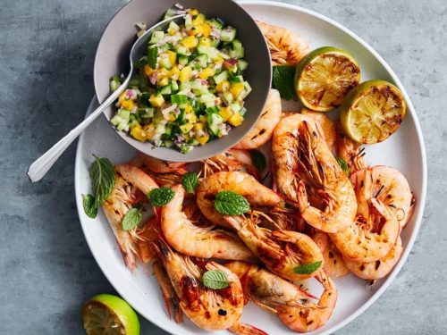 Spiced Blackened Prawns with Clementine Salsa