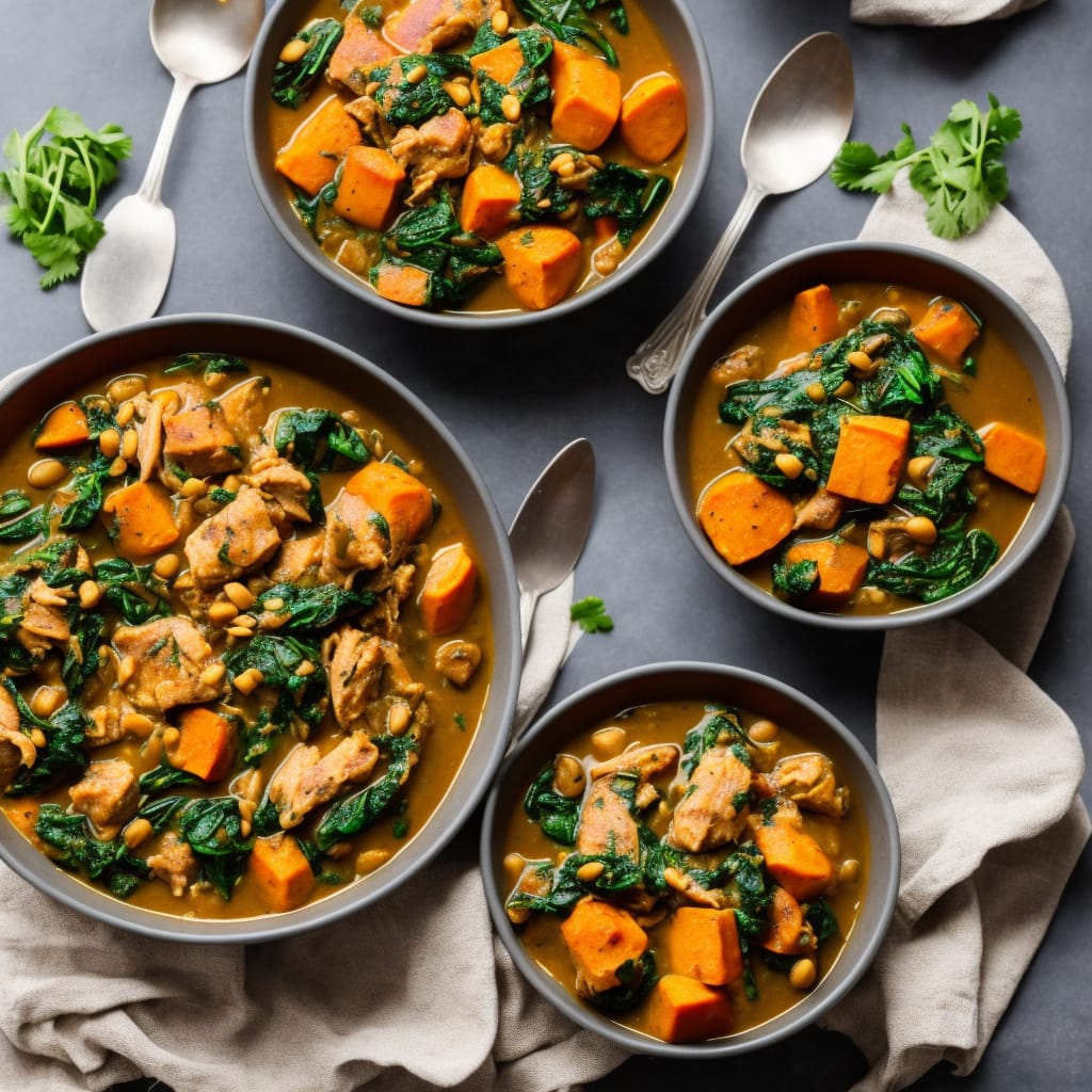 Spiced Chicken, Spinach & Sweet Potato Stew