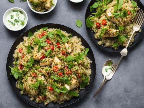 Spiced Cod with Quinoa Salad & Mint Chutney