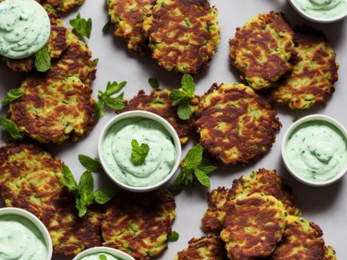 Spiced Pea & Courgette Fritters with Minty Yogurt Dip