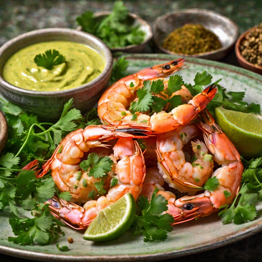 Spiced Prawns with Coriander Mayo