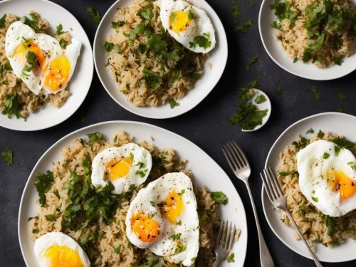 Spiced rice with kippers & poached eggs