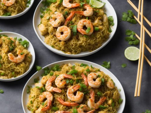 Spiced Singapore Noodles with Cauliflower, Chicken & Prawns