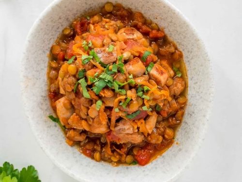 Spicy Harissa Chicken with Lentils