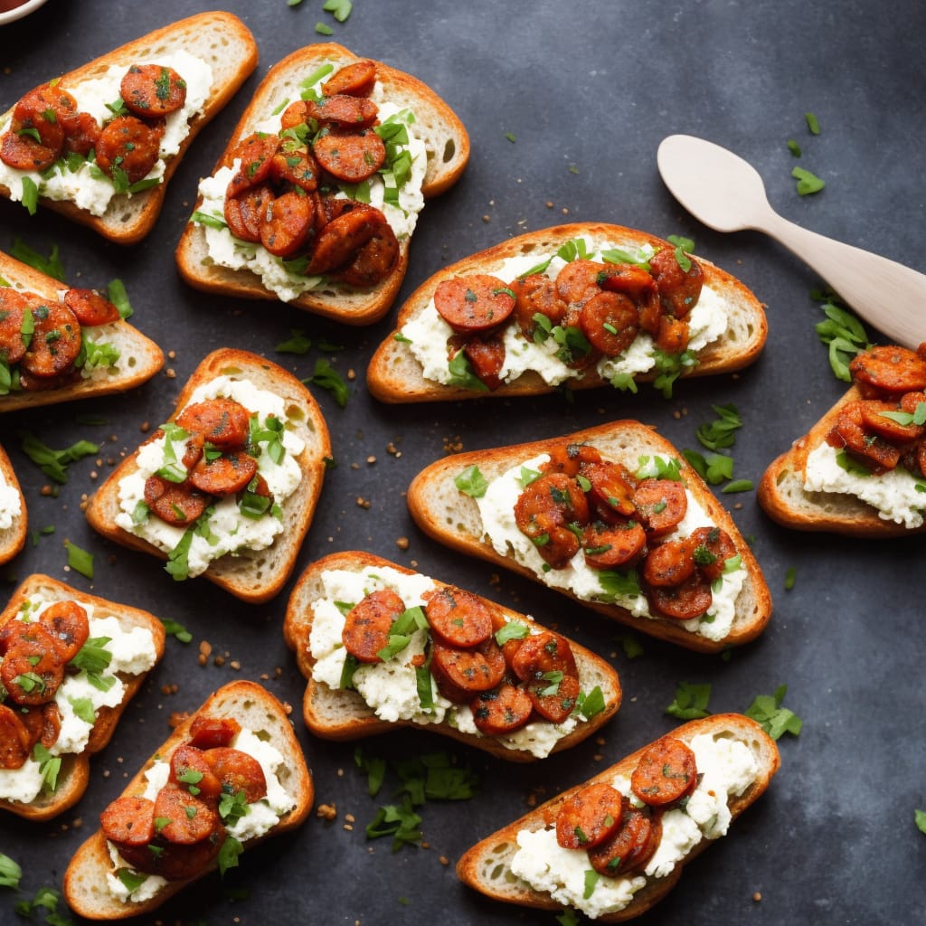 Spicy Sausage Goat's Cheese Toasts