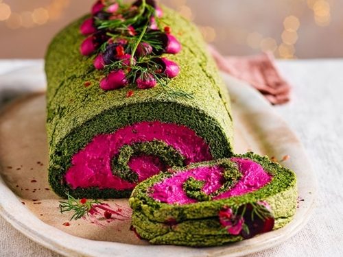 Spinach, Beetroot & Goat's Cheese Roulade