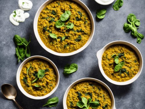 Spinach Dhal with Harissa Yogurt