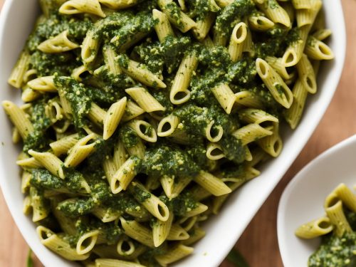 Spinach Pesto Pasta with Olives