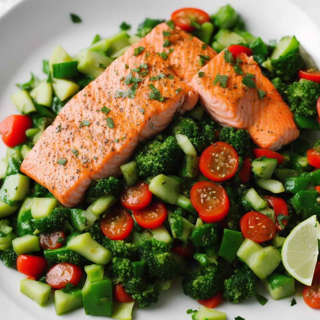 Spring Salmon with Minty Veg