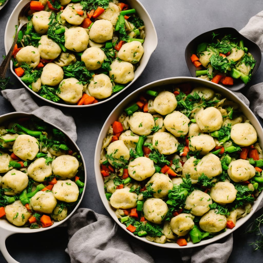 Spring Veggie Casserole with Little Herb Dumplings