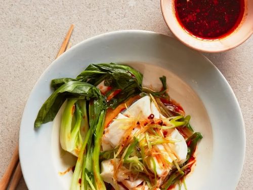 Steamed fish & pak choi parcels