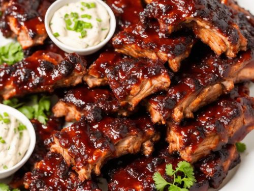 Stickiest Ever BBQ Ribs with Chive Dip