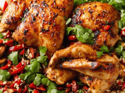 Sticky Chilli Roast Chicken with Rice Salad