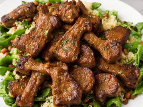 Sticky fig lamb cutlets with warm bean & couscous salad