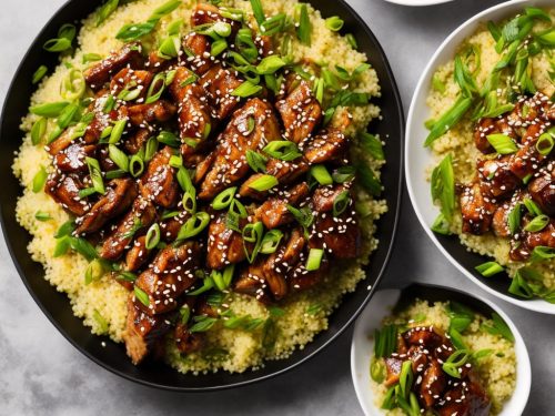 Sticky Glazed Pork with Spring Onion Couscous