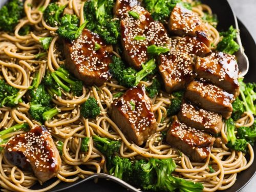 Sticky Hoisin Pork Fillet with Sesame Greens & Noodles