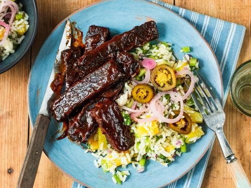 Sticky Jerk & Brown Sugar Ribs with Pineapple Rice