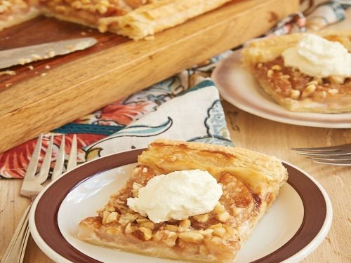 Sticky Pear Tarts with Roquefort Cream