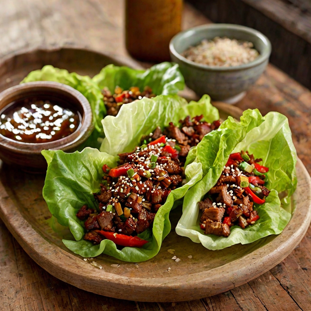 Sticky Pork Lettuce Wraps