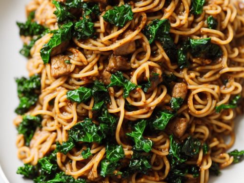 Sticky Pork with Gingered Noodles & Kale