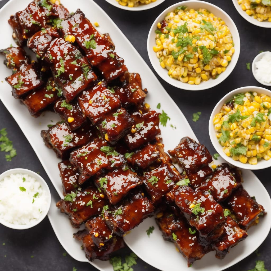 Sticky Ribs with Corn Salad