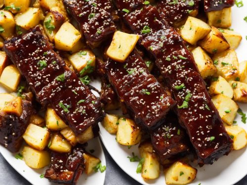 Sticky Ribs with Roast Potato Salad