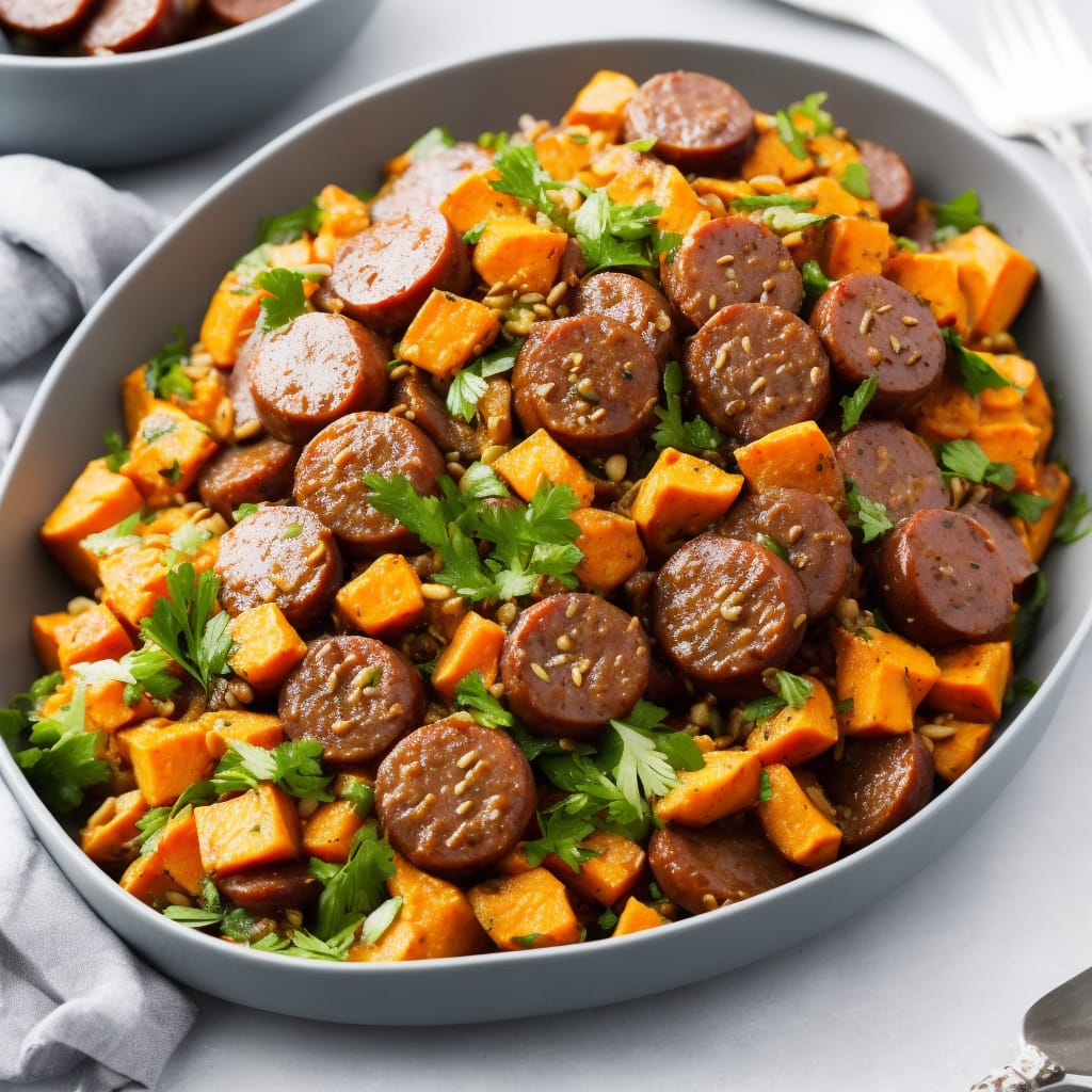 Sticky Sausage & Sweet Potato Salad