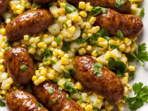 Sticky Sausages with Potato Sweetcorn Salad