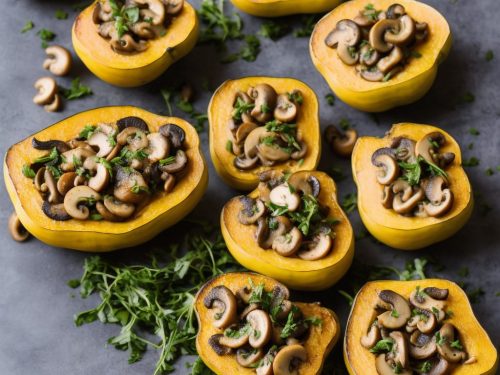 Stuffed Baby Squash with Creamy Mushrooms & Tarragon