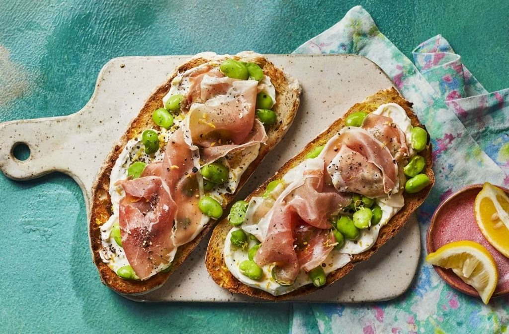 Summer Beans on Toast with Prosciutto