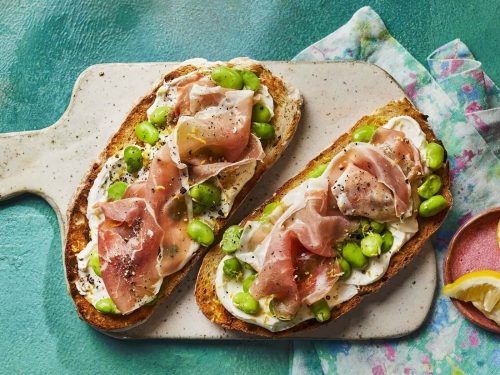 Summer Beans on Toast with Prosciutto