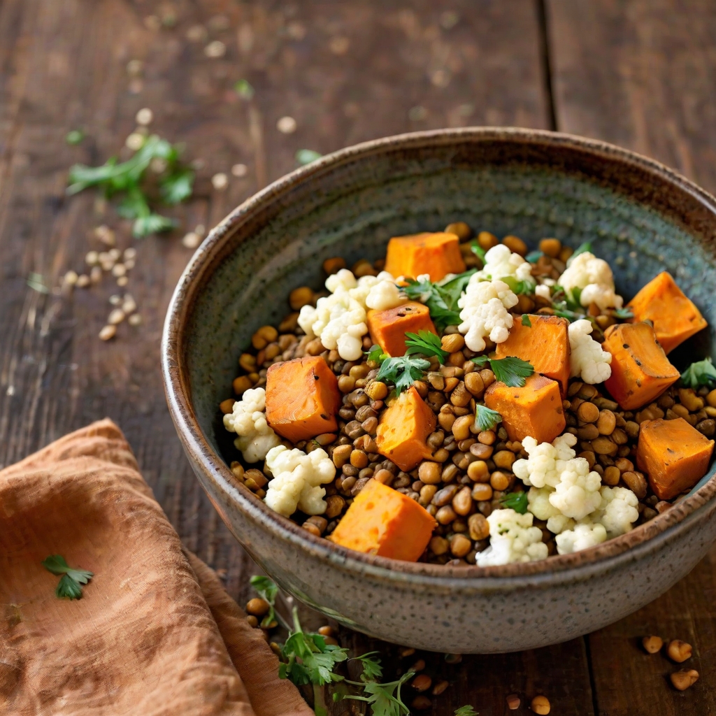 Sweet Potato & Cauliflower Lentil Bowl