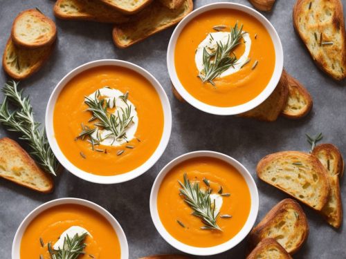 Sweet Potato & Rosemary Soup with Garlic Toasts