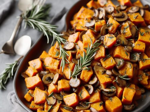 Sweet Potatoes with Mushrooms & Rosemary