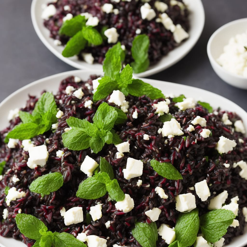 Tamarind Aubergine with Black Rice, Mint & Feta